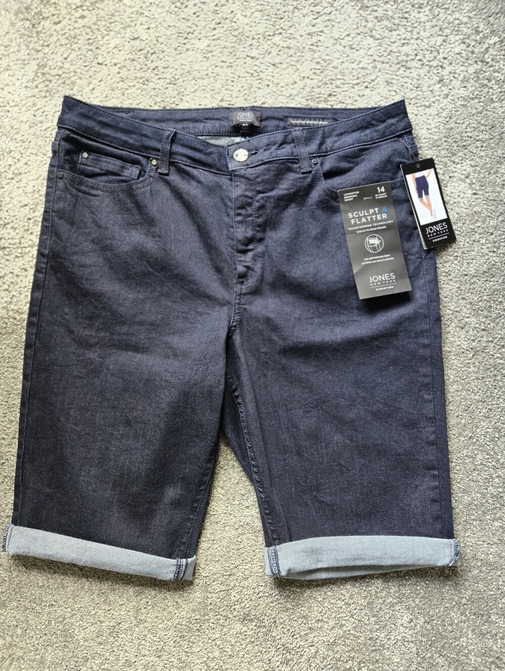 Jones New York Women’s Navy Denim Jean Shorts Size 14